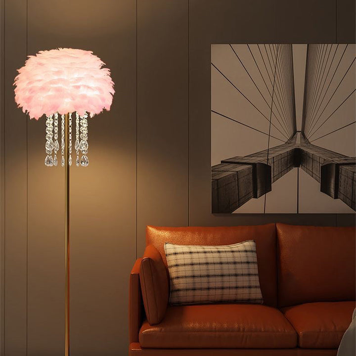 Contemporary Oval Crystal Floor Lamp