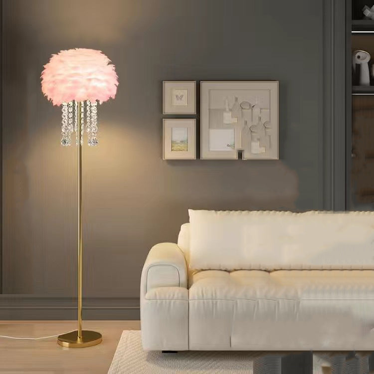 Contemporary Oval Crystal Floor Lamp