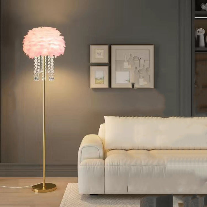 Contemporary Oval Crystal Floor Lamp