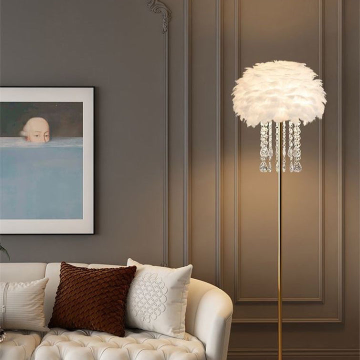 Contemporary Oval Crystal Floor Lamp
