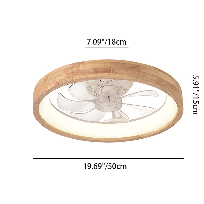 Traditional Round Solid Wood LED Ceiling Fan Light
