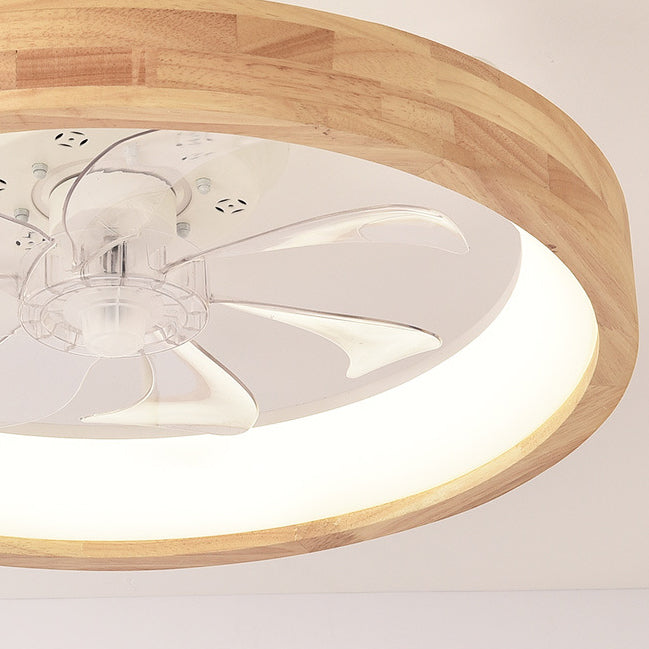 Traditional Round Solid Wood LED Ceiling Fan Light