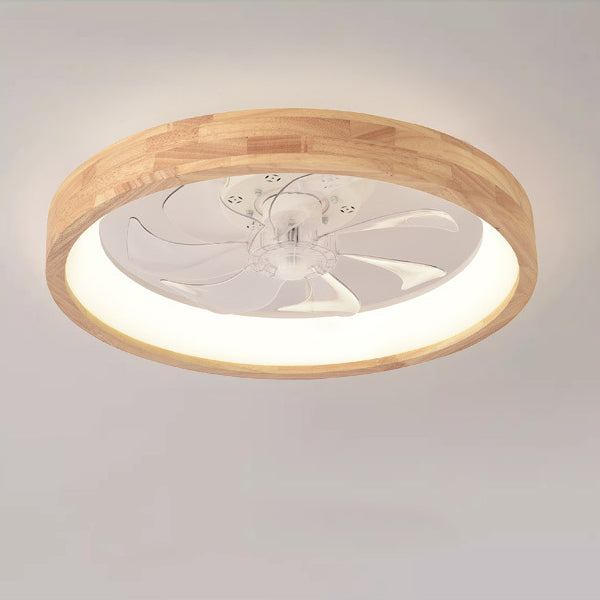 Traditional Round Solid Wood LED Ceiling Fan Light