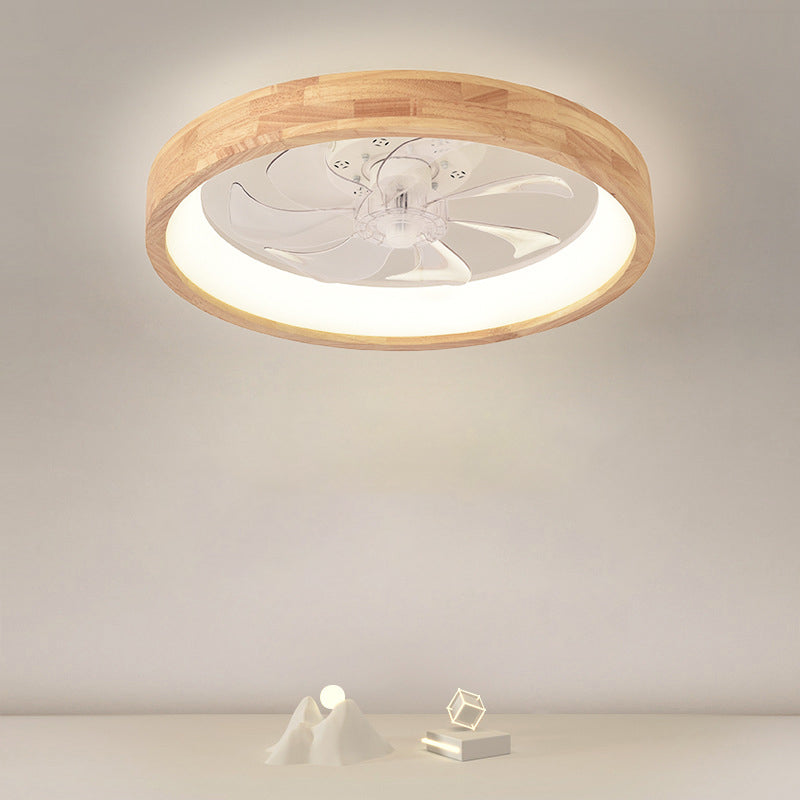 Traditional Round Solid Wood LED Ceiling Fan Light