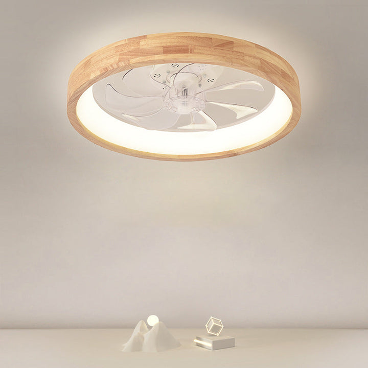 Traditional Round Solid Wood LED Ceiling Fan Light