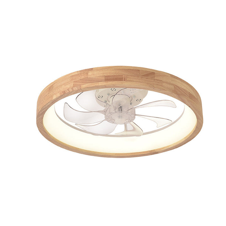 Traditional Round Solid Wood LED Ceiling Fan Light