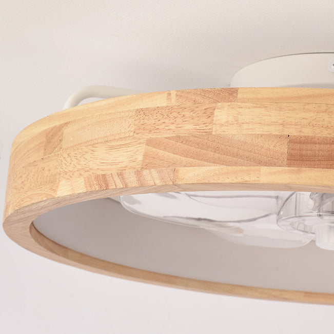 Traditional Round Solid Wood LED Ceiling Fan Light