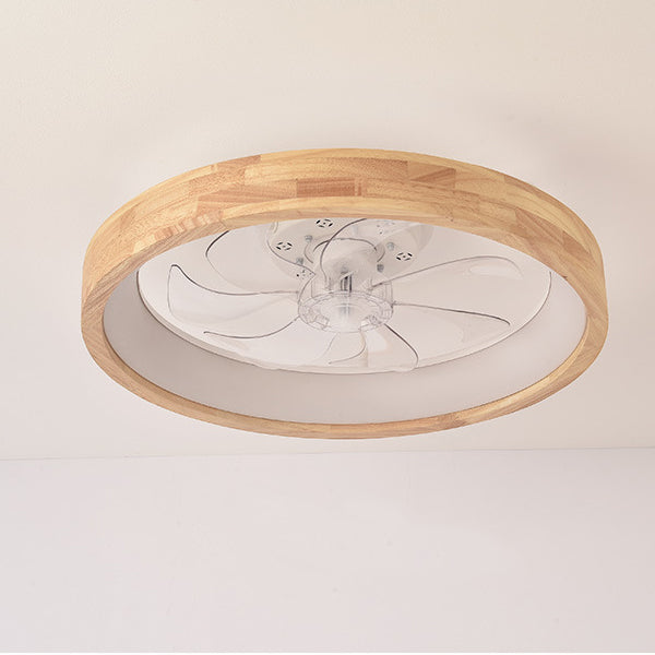 Traditional Round Solid Wood LED Ceiling Fan Light