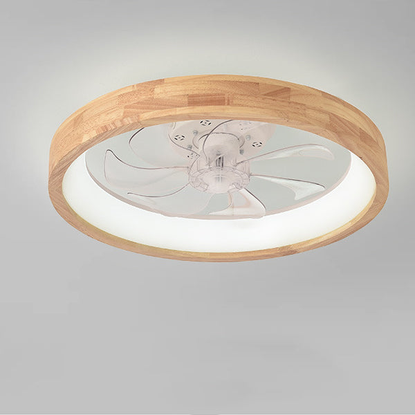 Traditional Round Solid Wood LED Ceiling Fan Light