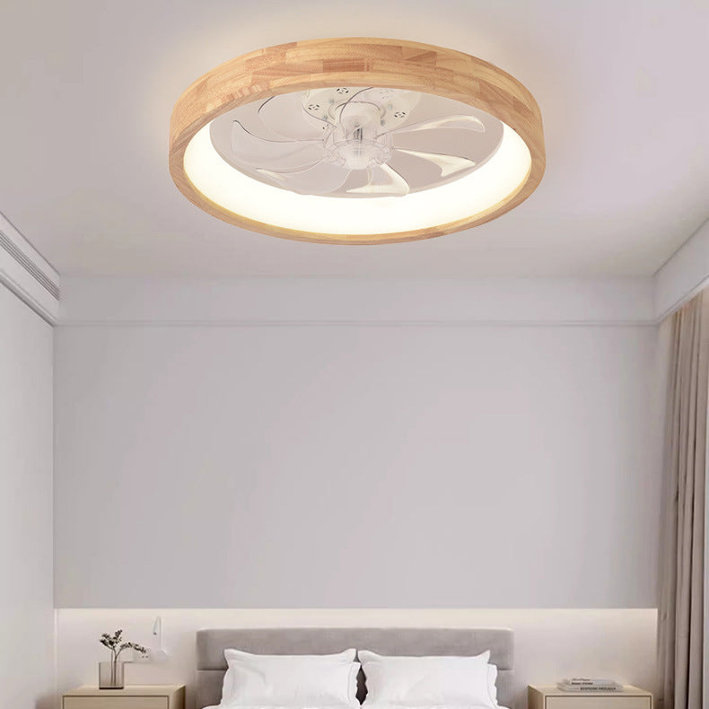 Traditional Round Solid Wood LED Ceiling Fan Light