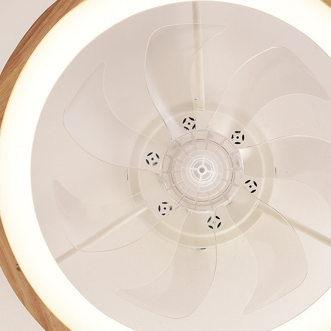Traditional Round Solid Wood LED Ceiling Fan Light