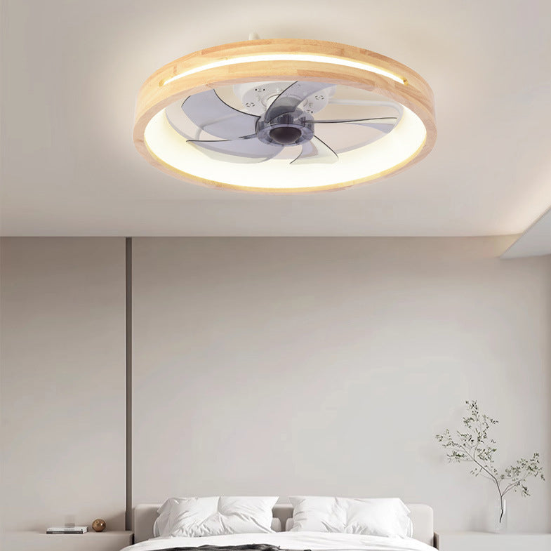 Traditional Round Solid Wood LED Ceiling Fan Light