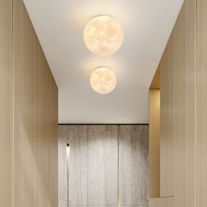Contemporary Moon Resin Semi-Flush Ceiling Light