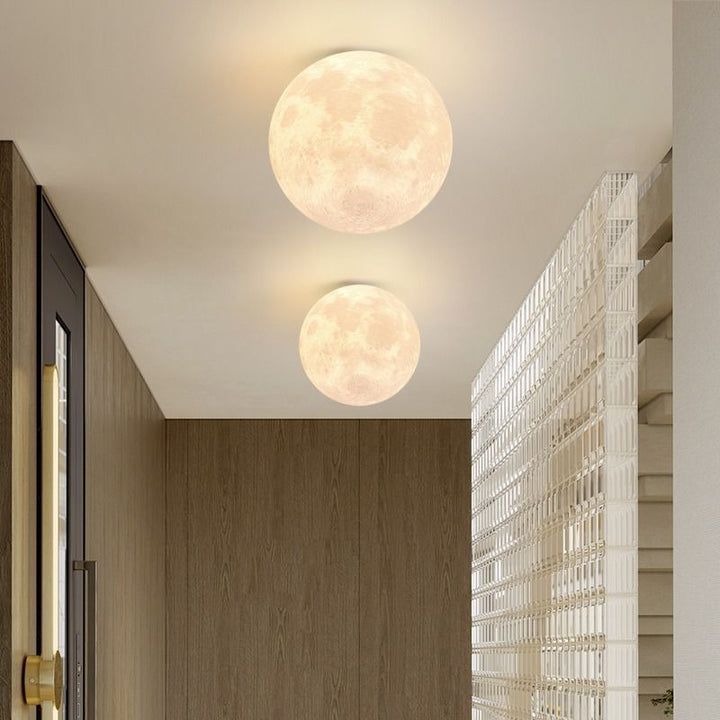 Contemporary Moon Resin Semi-Flush Ceiling Light