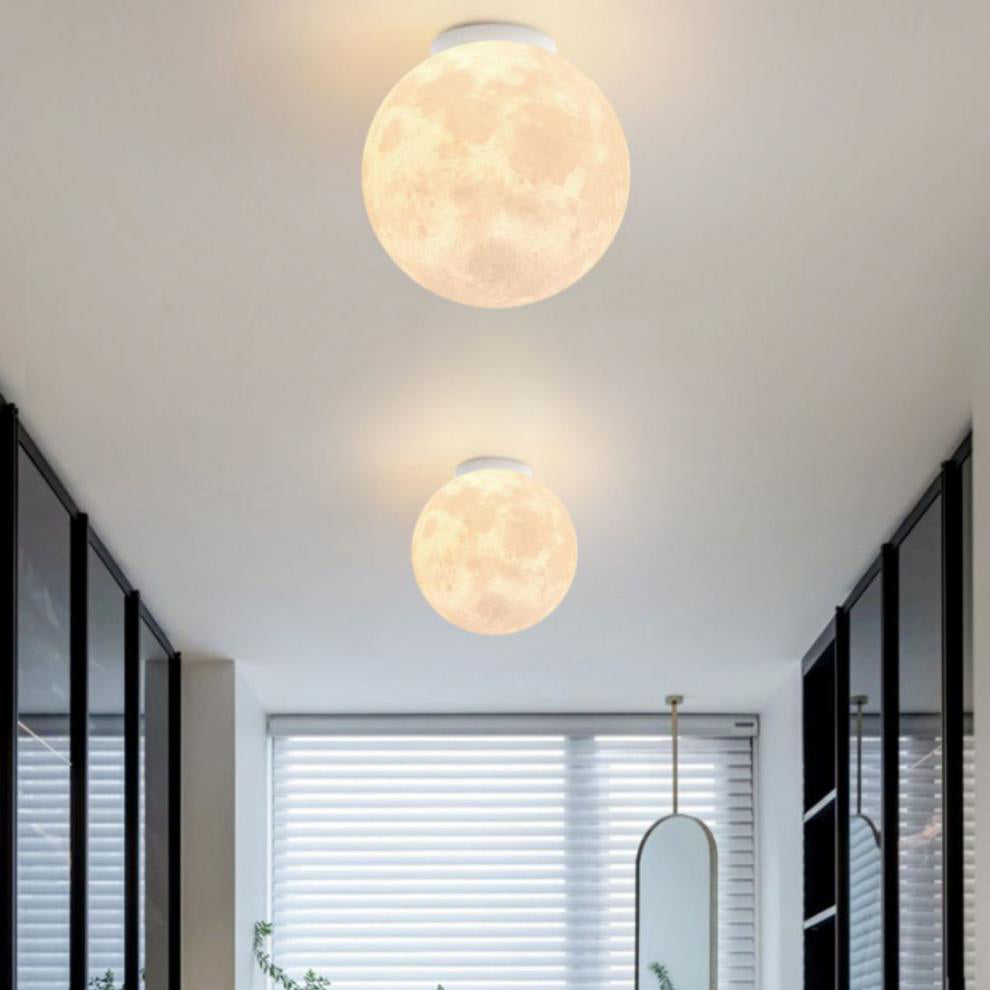 Contemporary Moon Resin Semi-Flush Ceiling Light