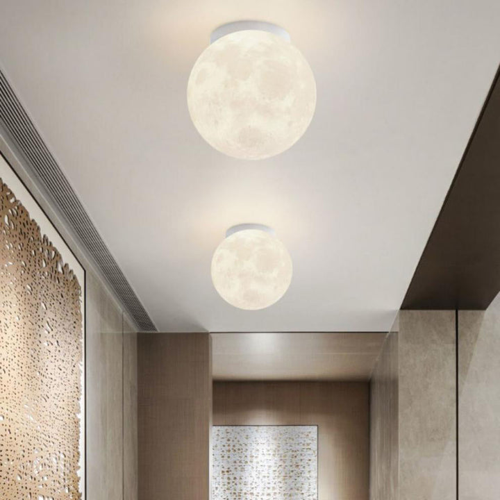 Contemporary Moon Resin Semi-Flush Ceiling Light