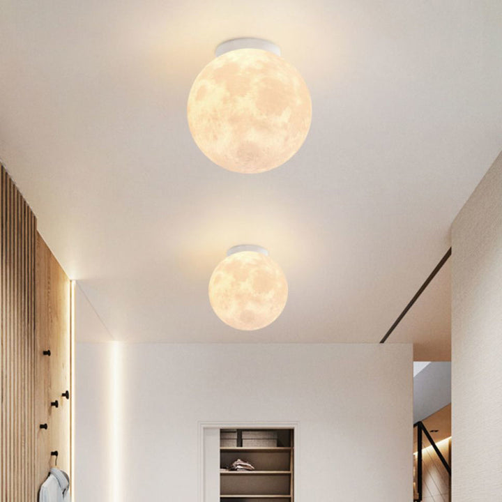 Contemporary Moon Resin Semi-Flush Ceiling Light