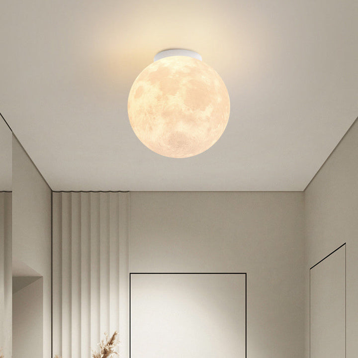 Contemporary Moon Resin Semi-Flush Ceiling Light