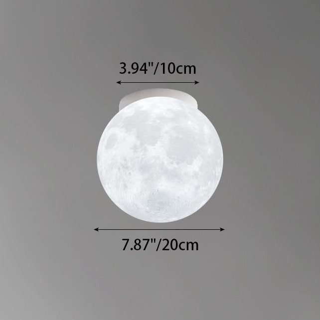Contemporary Moon Resin Semi-Flush Ceiling Light