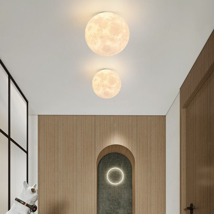 Contemporary Moon Resin Semi-Flush Ceiling Light
