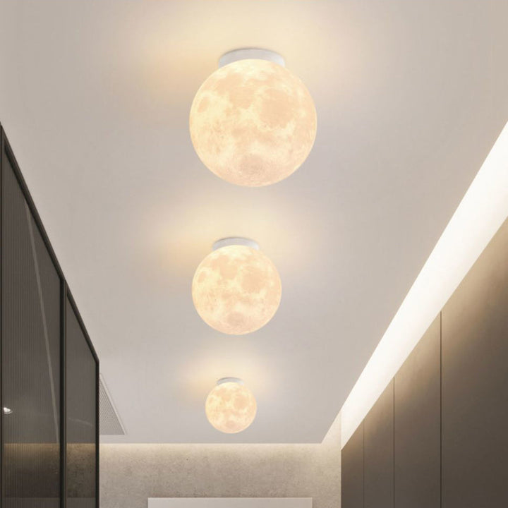Contemporary Moon Resin Semi-Flush Ceiling Light