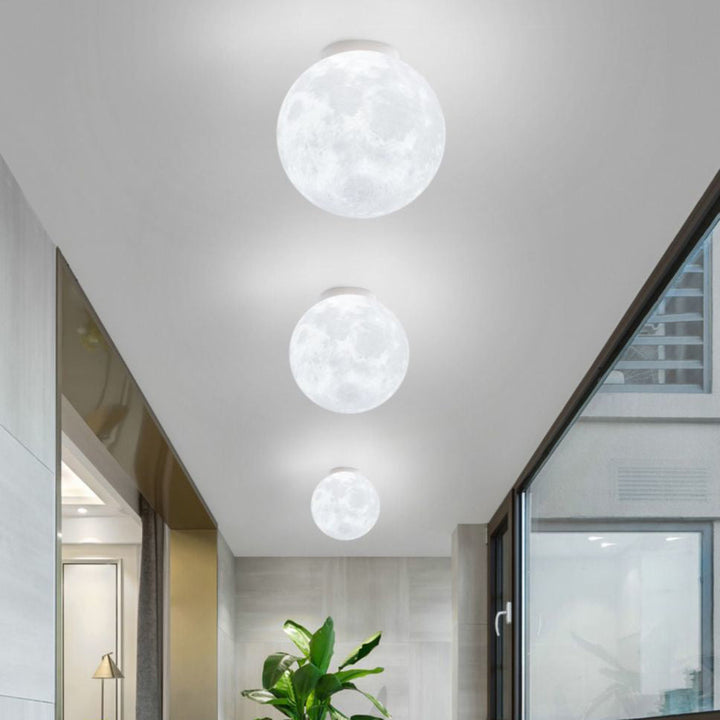 Contemporary Moon Resin Semi-Flush Ceiling Light