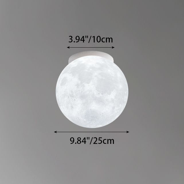 Contemporary Moon Resin Semi-Flush Ceiling Light