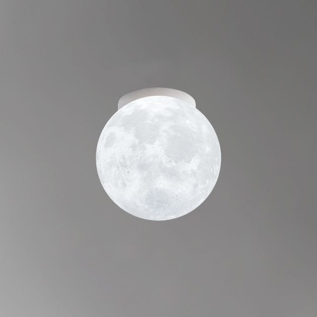 Contemporary Moon Resin Semi-Flush Ceiling Light