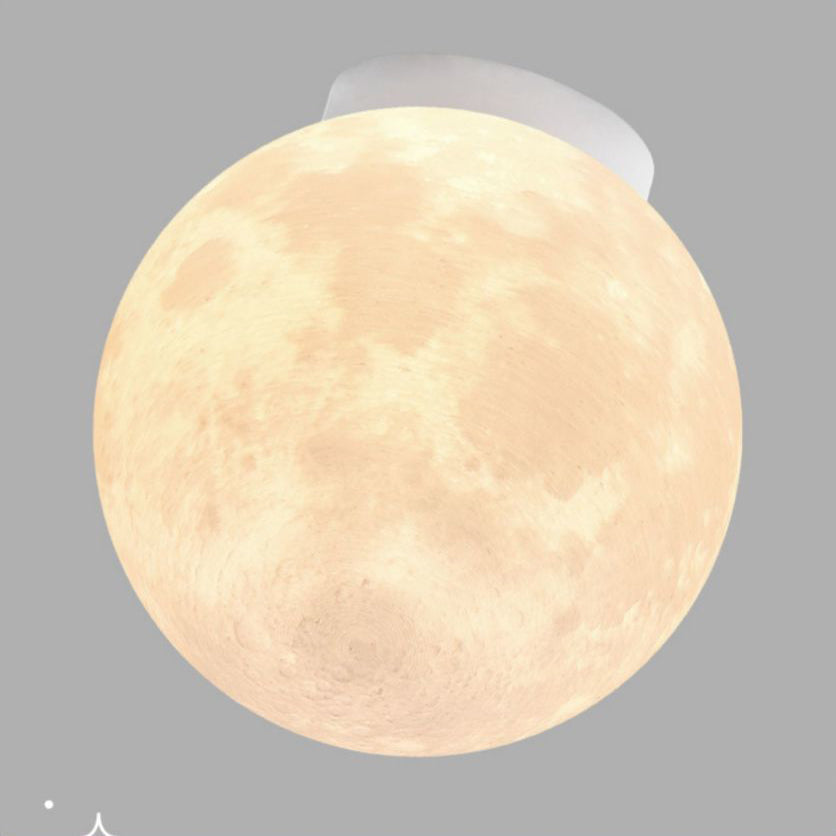 Contemporary Moon Resin Semi-Flush Ceiling Light