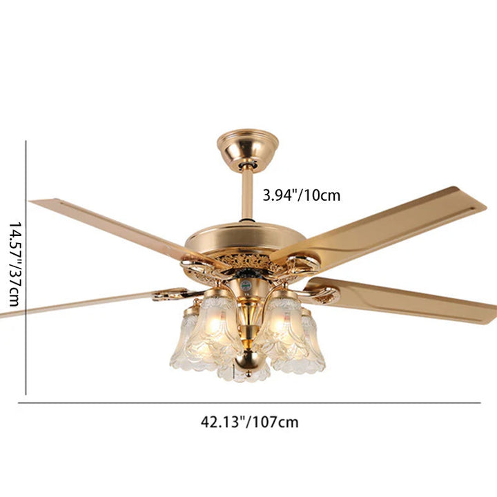 Traditional Glass 5-Light Ceiling Fan Light