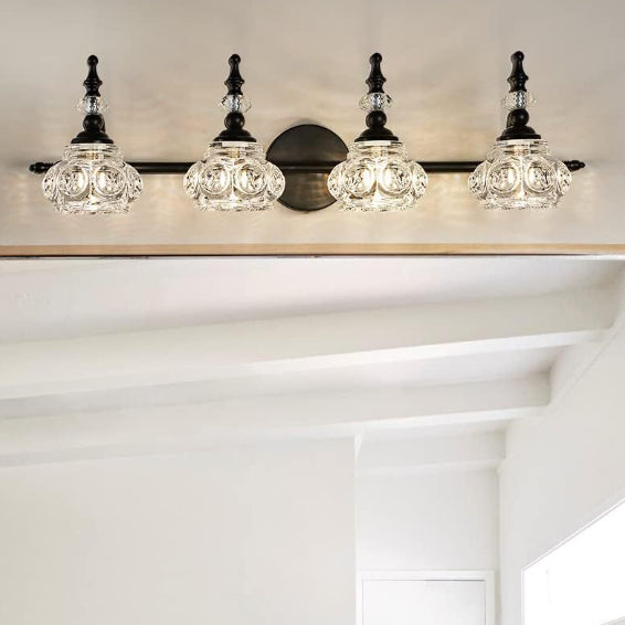Contemporary Round Glass 4-Light Vanity Light
