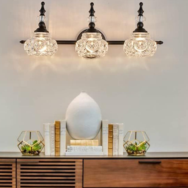 Contemporary Round Glass 4-Light Vanity Light