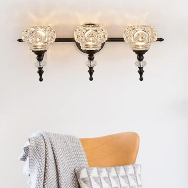 Contemporary Round Glass 4-Light Vanity Light