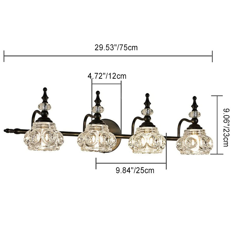 Contemporary Round Glass 4-Light Vanity Light