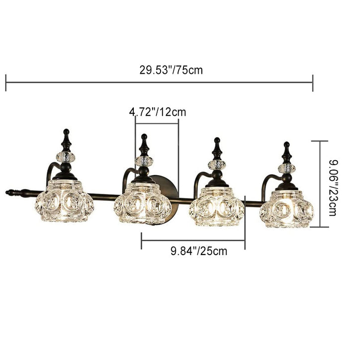 Contemporary Round Glass 4-Light Vanity Light