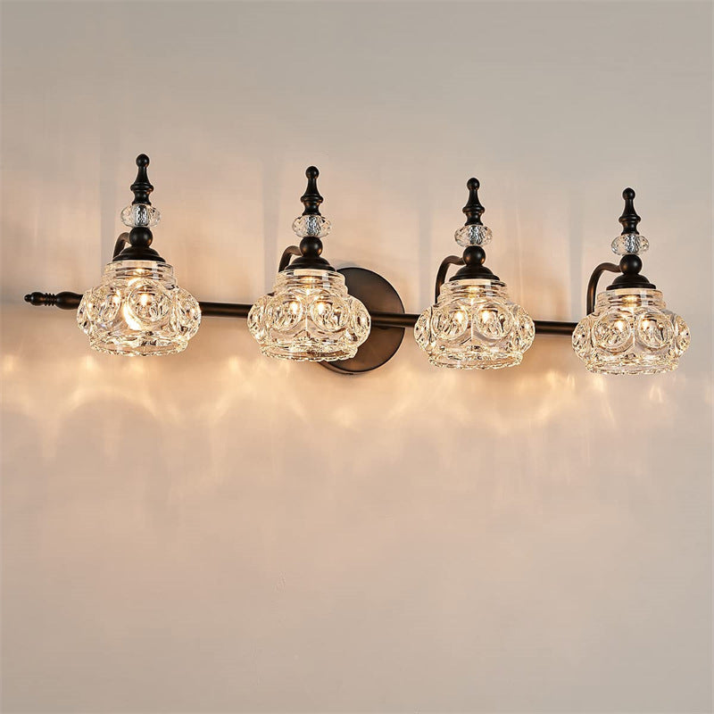 Contemporary Round Glass 4-Light Vanity Light