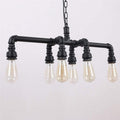 Contemporary Industrial Iron Water Pipe 6-Light Chandeliers For Dining Room