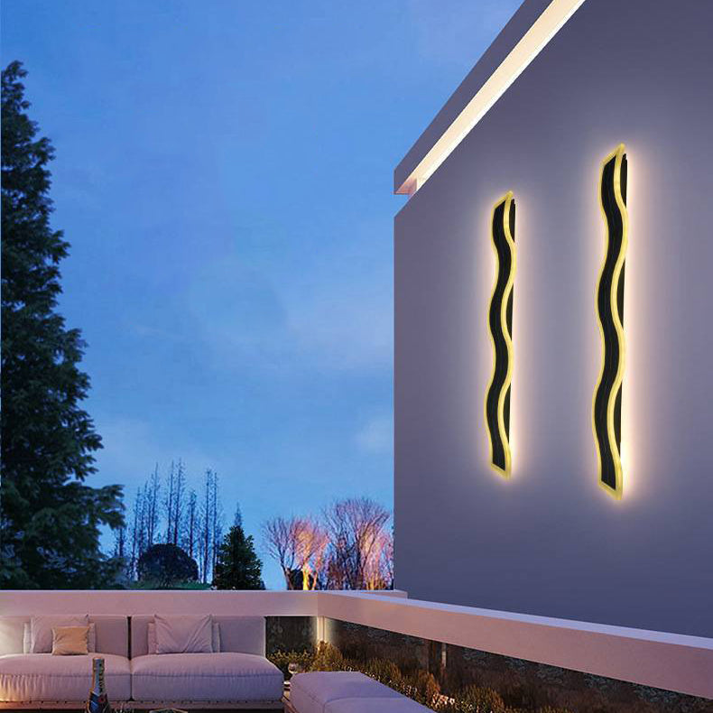Modern Wave Aluminum Waterproof LED Wall Sconce