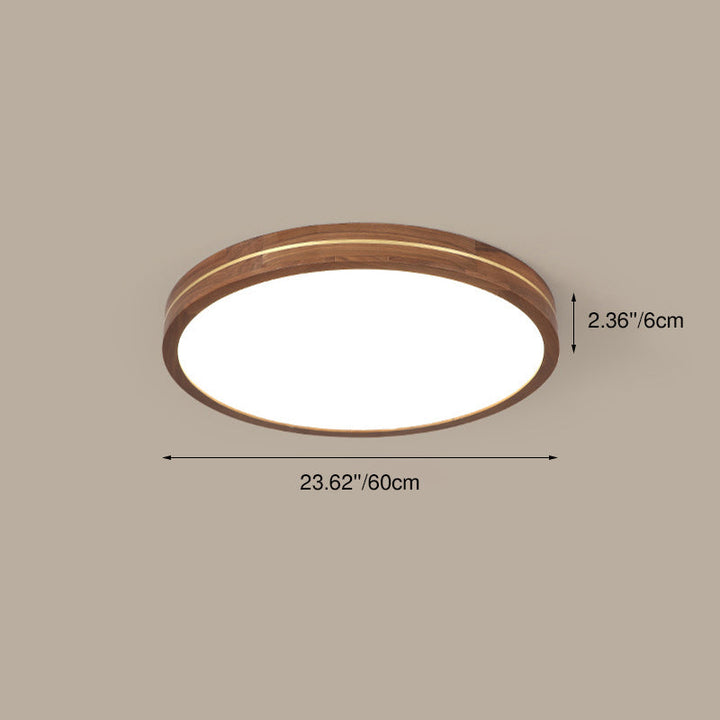 Modern Walnut LED Flush Mount Ceiling Light