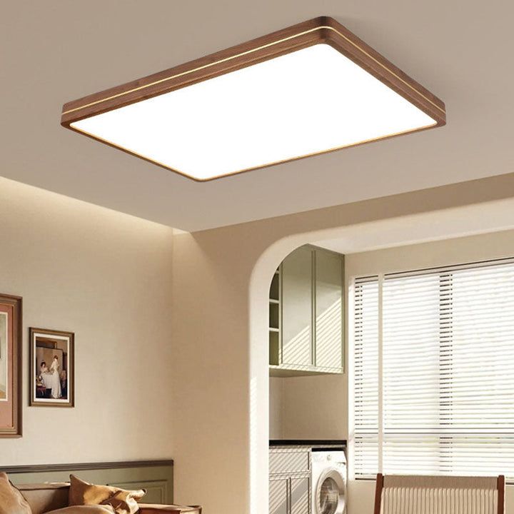 Modern Walnut LED Flush Mount Ceiling Light