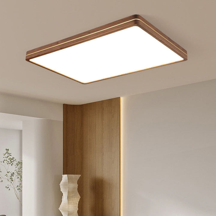 Modern Walnut LED Flush Mount Ceiling Light