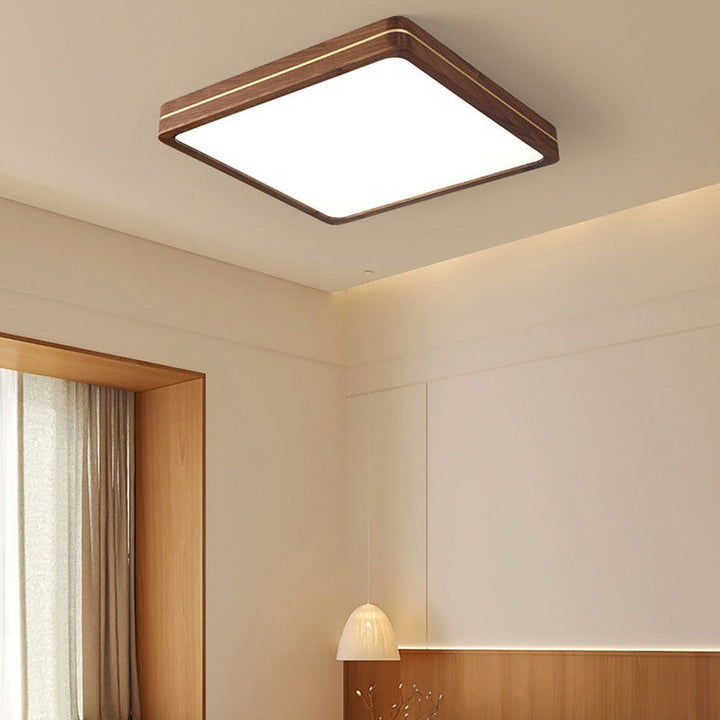 Modern Walnut LED Flush Mount Ceiling Light