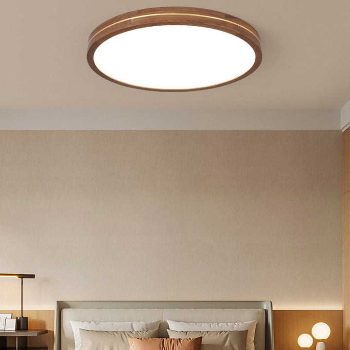 Modern Walnut LED Flush Mount Ceiling Light