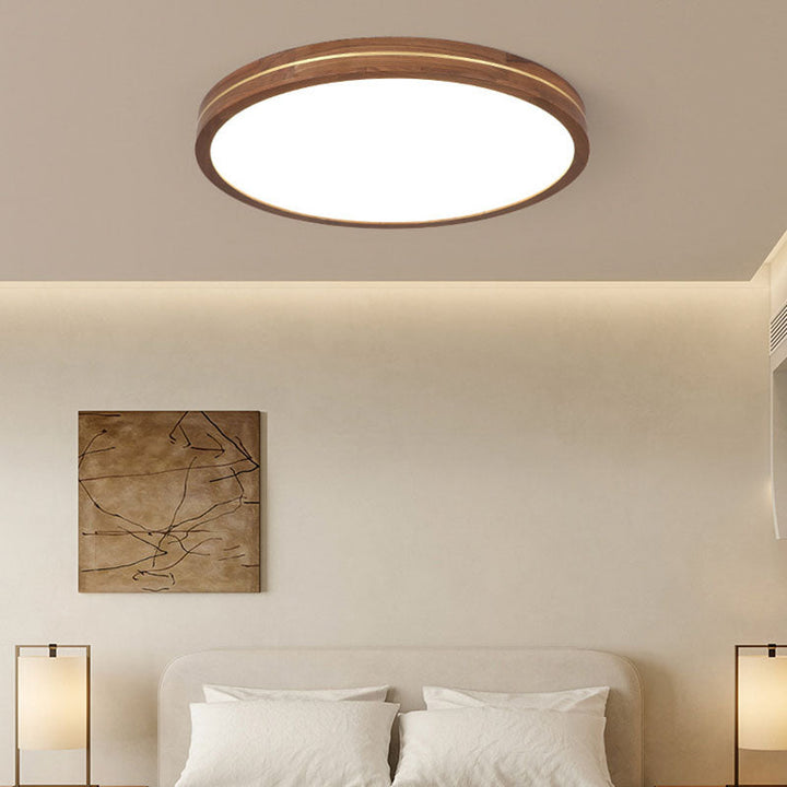 Modern Walnut LED Flush Mount Ceiling Light