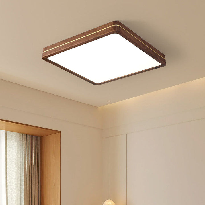Modern Walnut LED Flush Mount Ceiling Light