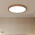 Modern Wooden Slim Walnut Color LED Flush Mount Light