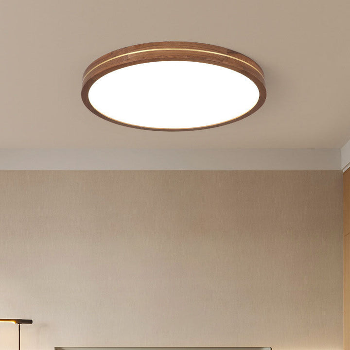 Modern Walnut LED Flush Mount Ceiling Light