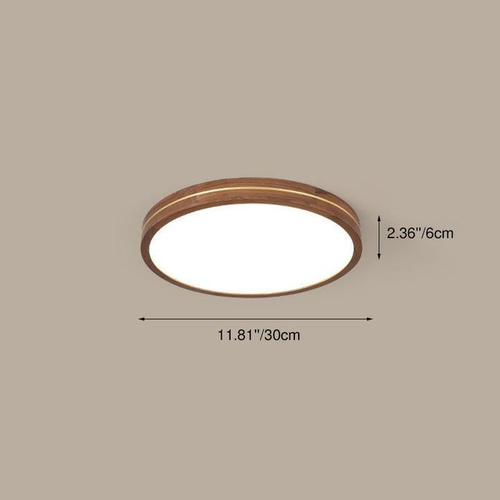 Modern Walnut LED Flush Mount Ceiling Light