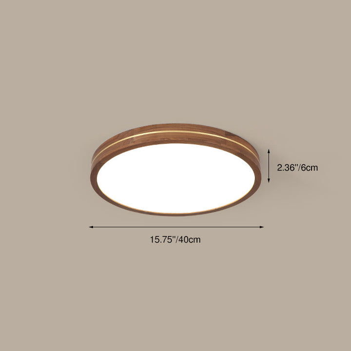 Modern Walnut LED Flush Mount Ceiling Light