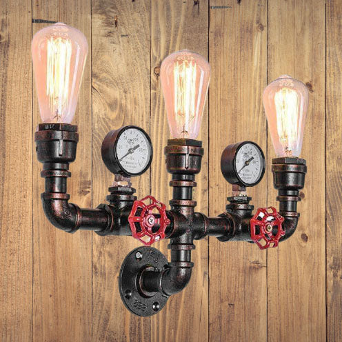 Industrial Metal 3-Light Wall Sconce